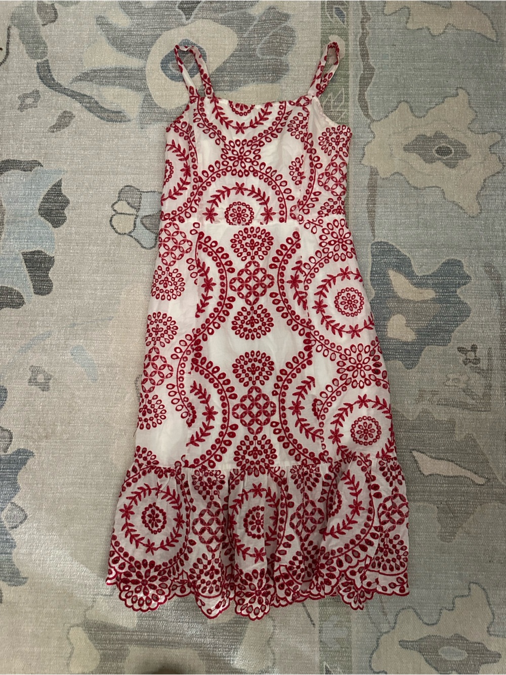 Sugarlips White Dress with Red Embroidered Pattern